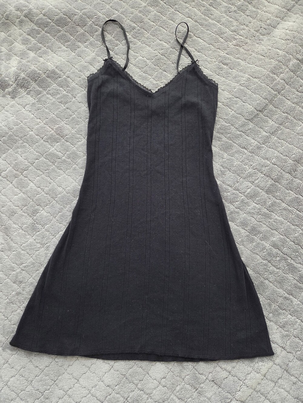 Cou Cou Intimates The Cami Slip Dress Black Pointelle - Size XS